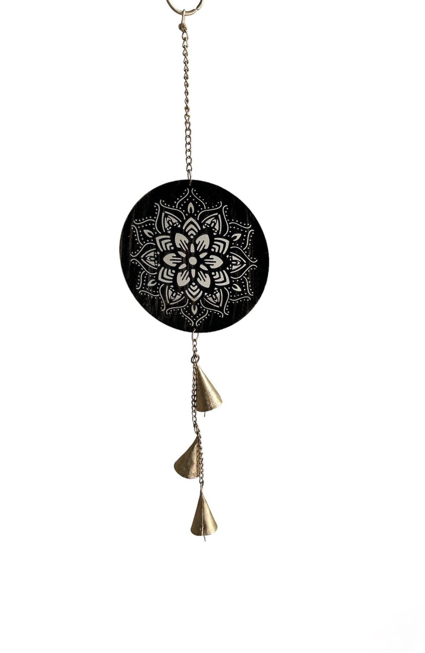 Floral Mandala Wind Chime: Black & Gold