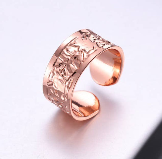 Copper irregular hammered Adjustable Ring