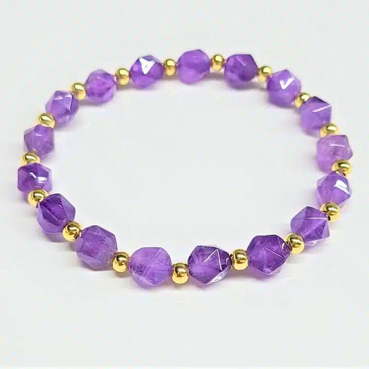 Amethyst Faceted Beaded Bracelet 8mm