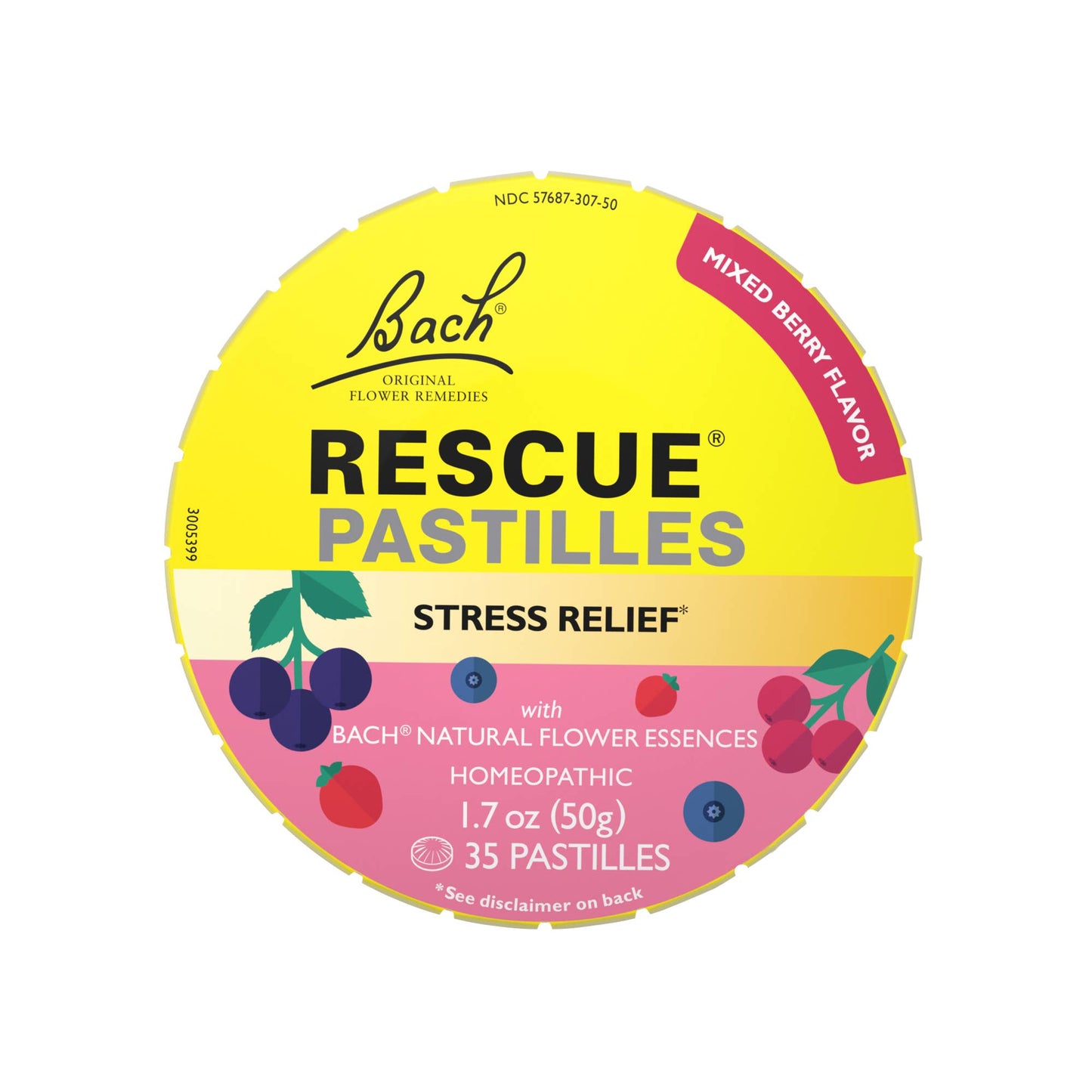 RESCUE Bach PASTILLES, Mixed Berry Flavor, Stress Relief