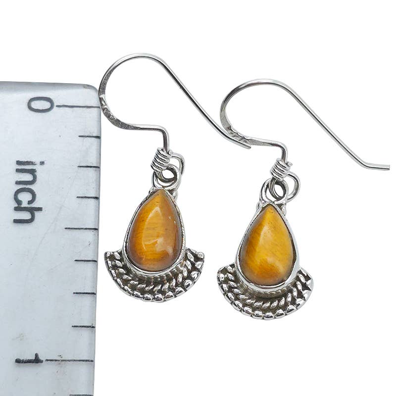 Tiger Eye Sterling Silver Earrings on Hooks