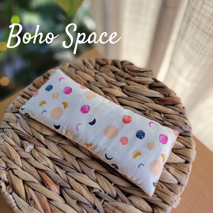 Aromatherapy Hot/Cold Weighted Eye Pillow - Moon and Sky fab: Boho Sun / Rice / Lavender Flowers