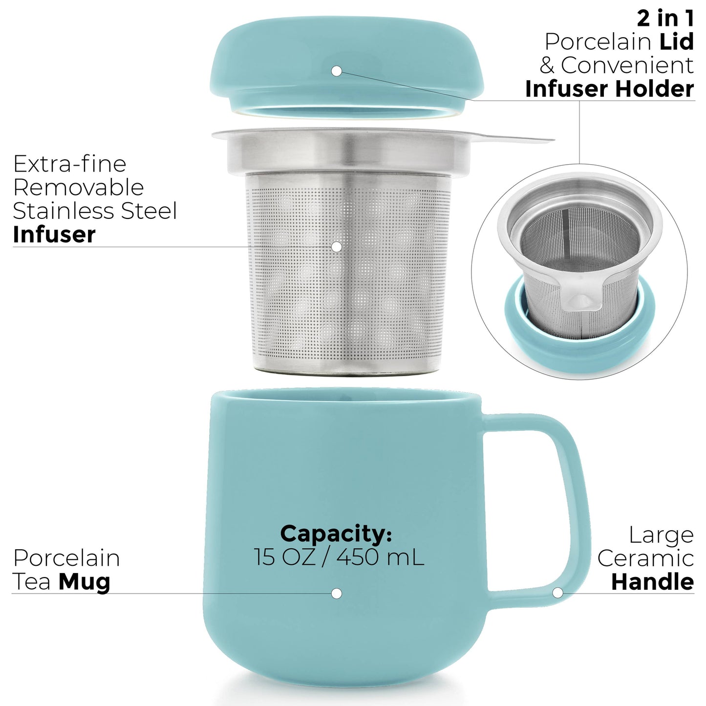 Black Porcelain Mug Cup With Infuser