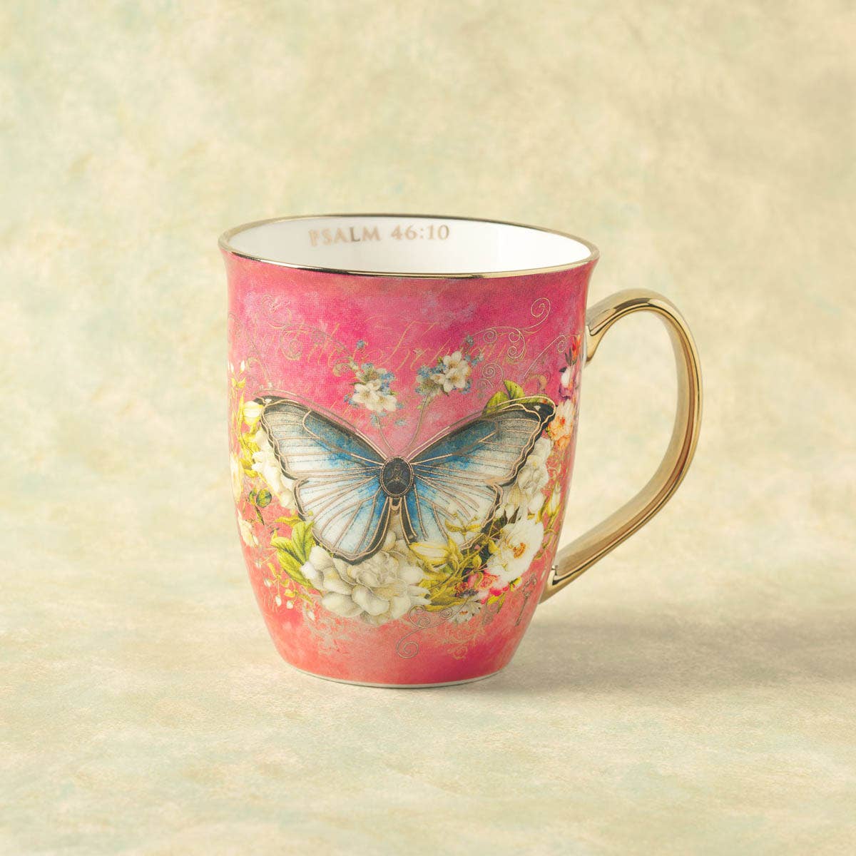 Mug Pink/White Butterfly Be Still Ps. 46:10