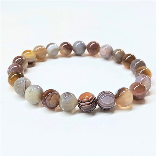 Botswana Agate Beaded Bracelet 8mm