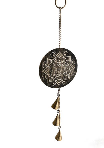 Floral Mandala Wind Chime: Black & Gold