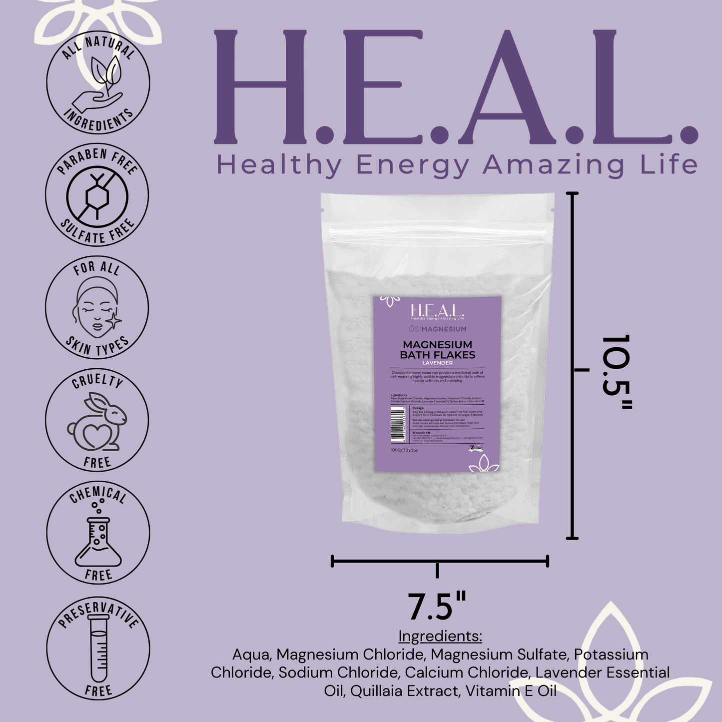 ŐSIMAGNESIUM Bath Flakes with Lavender Essential Oil