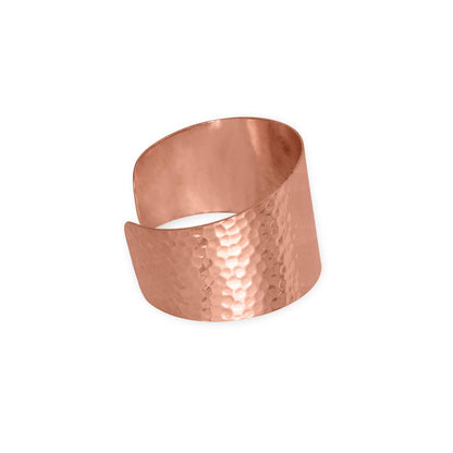 Wide Tapered Hammered Solid Copper Cuff Bracelet