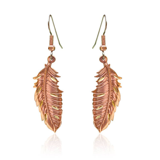 TS 166 Copper color feather design earrings
