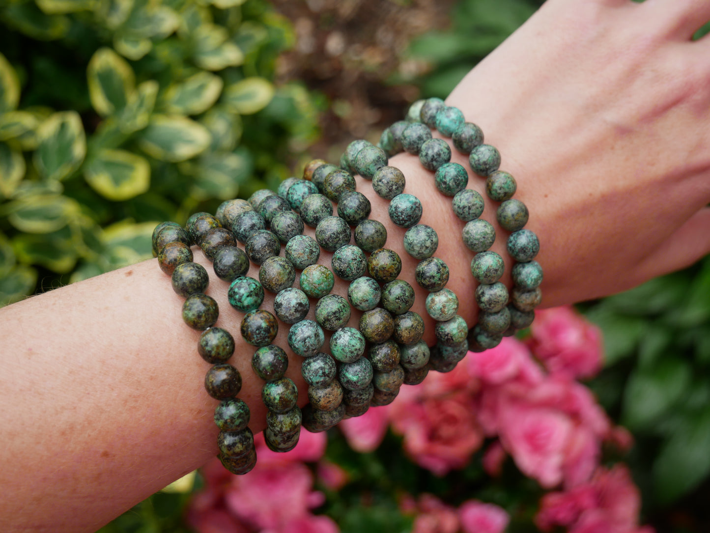 African Turquoise Beaded Bracelets 8mm