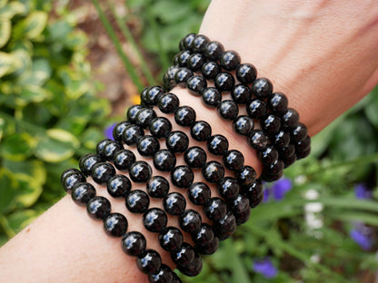 Black Tourmaline Beaded Bracelets 8mm