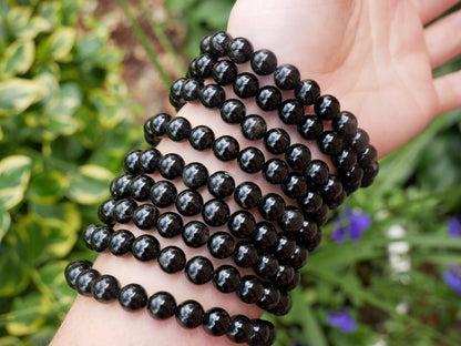 Black Tourmaline Beaded Bracelets 8mm