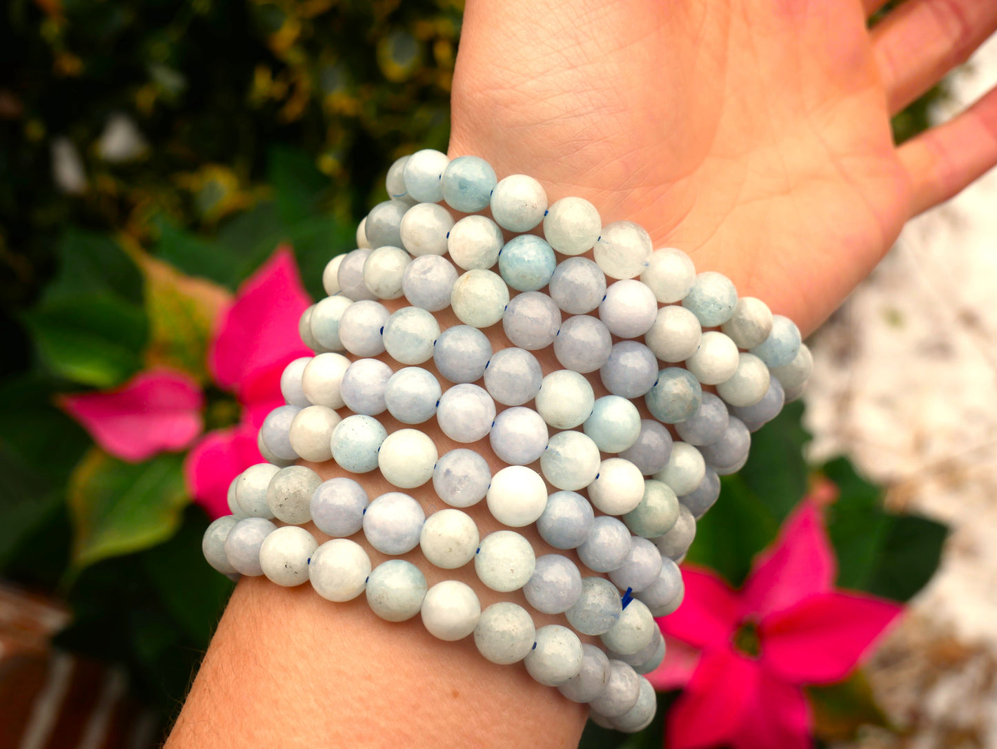 Aquamarine Beaded Bracelet 8mm