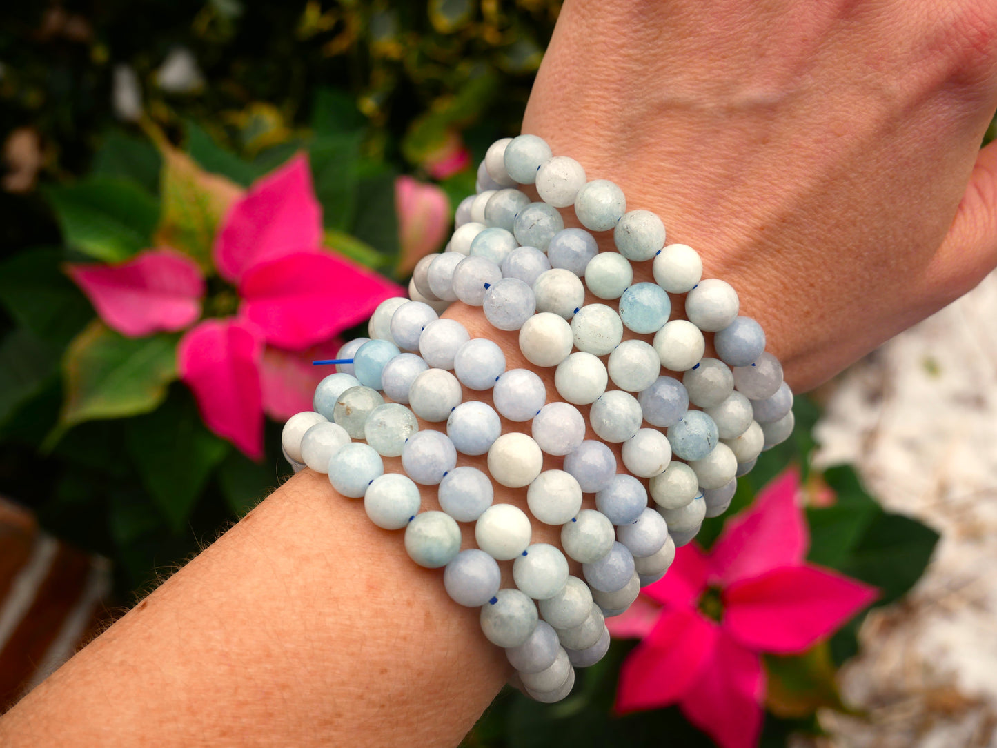 Aquamarine Beaded Bracelet 8mm