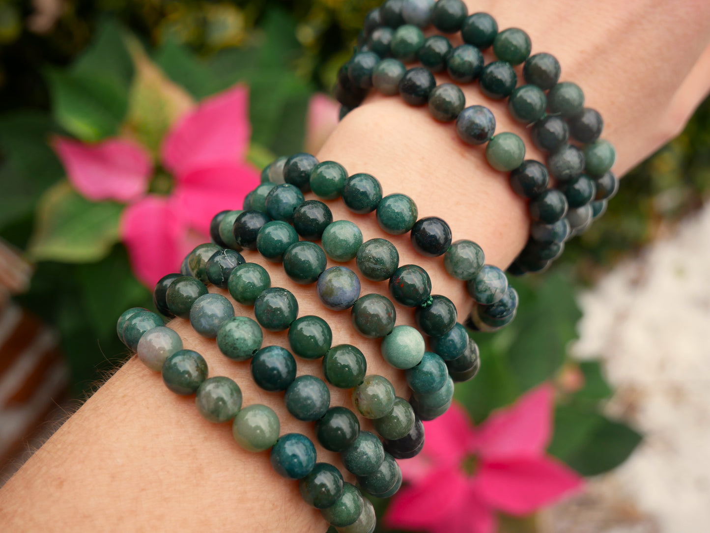 Moss Agate Beaded Bracelets 8mm