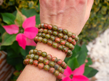 Unakite Beaded Bracelets 8mm