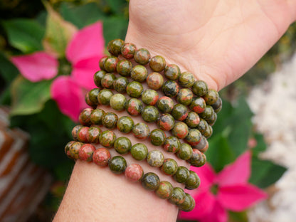 Unakite Beaded Bracelets 8mm