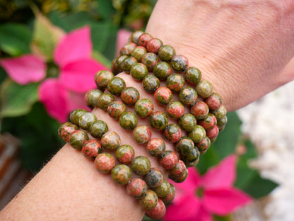 Unakite Beaded Bracelets 8mm