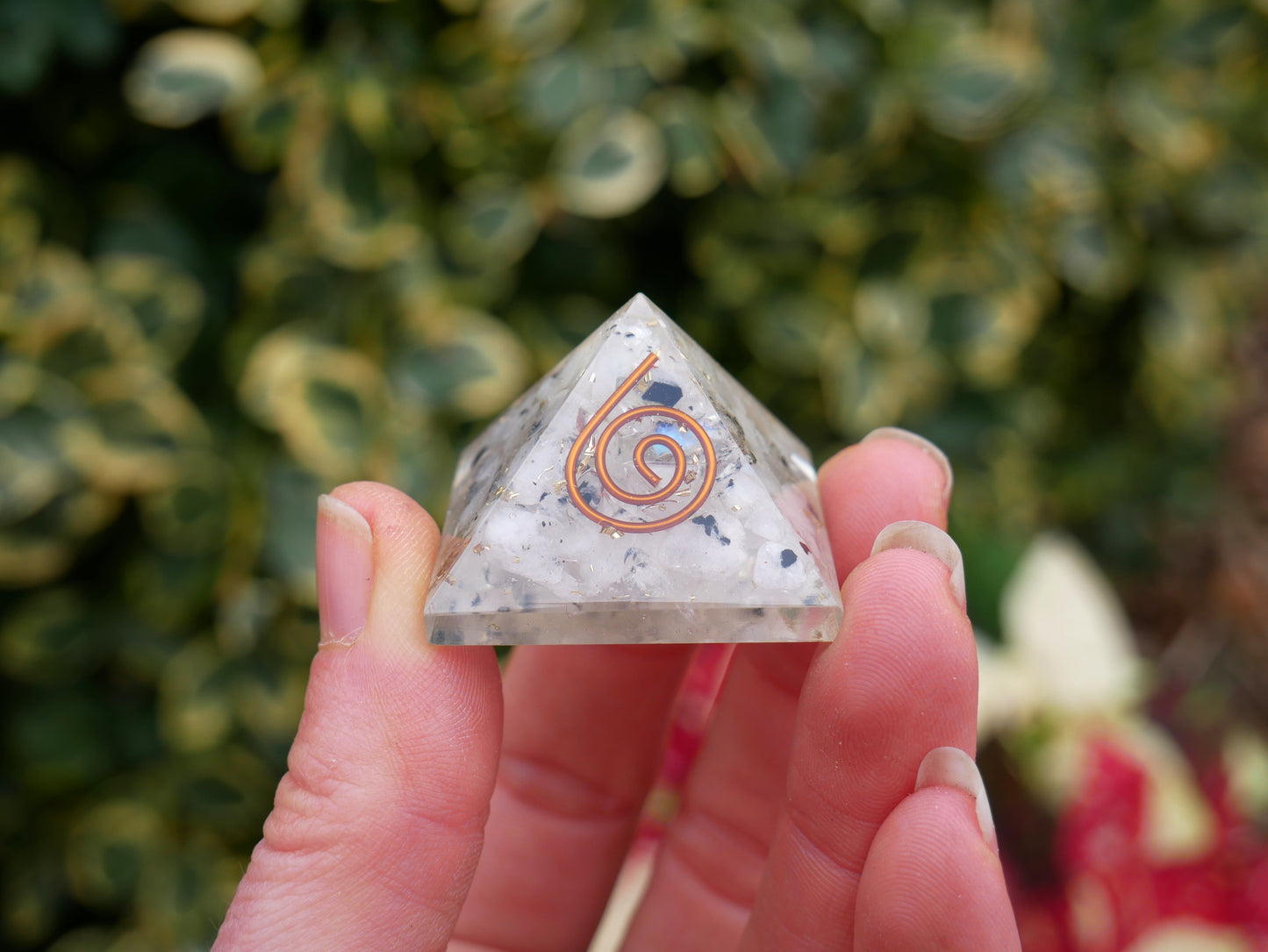 Rainbow Moonstone Orgonite Pyramids