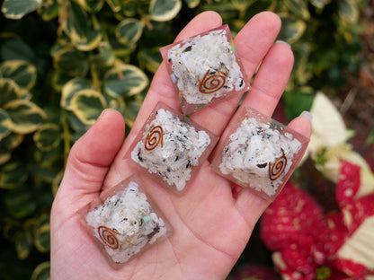 Rainbow Moonstone Orgonite Pyramids