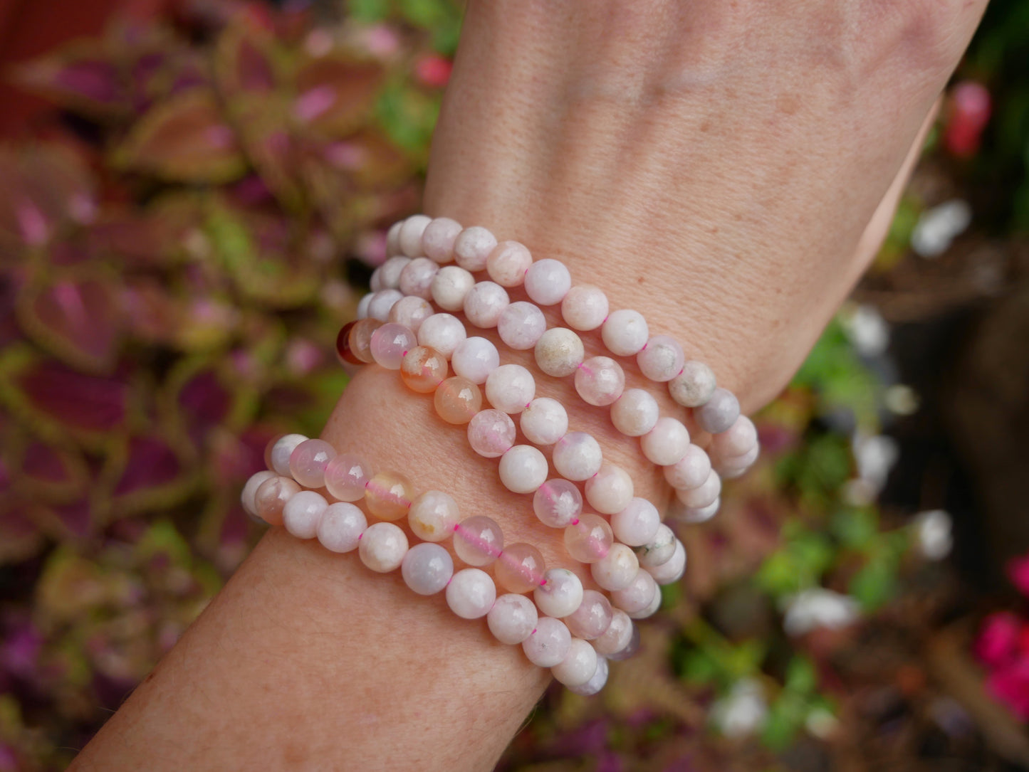 Flower Agate Beaded Bracelets 6mm