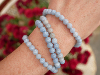 Angelite Beaded Bracelet 6mm