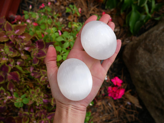 Selenite Palm Stones