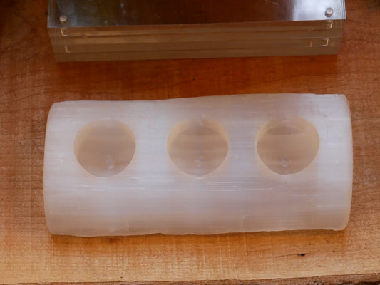 Selenite Candle Holder 3 Hole