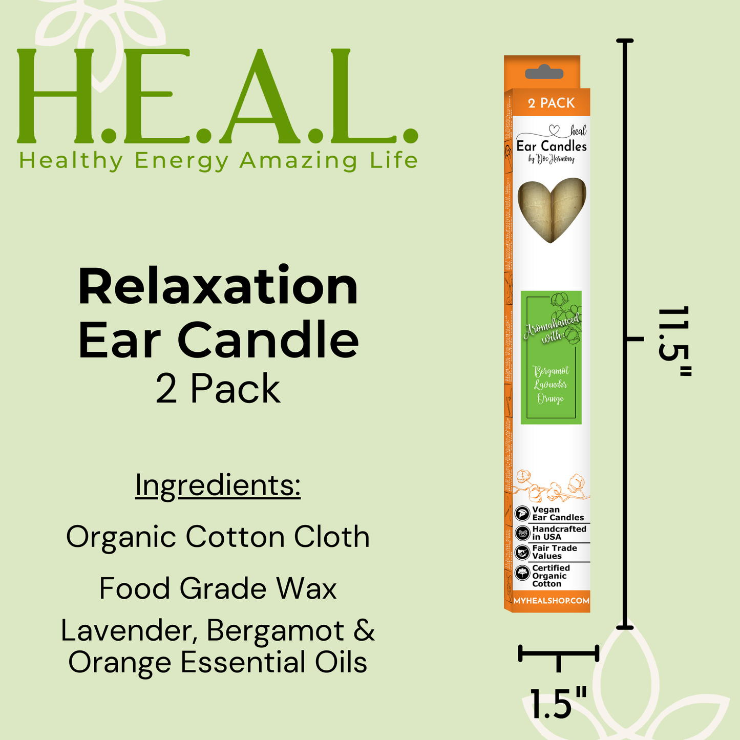 Lavender, Bergamot & Orange Ear Candles by Doc Harmony: 2-Pack