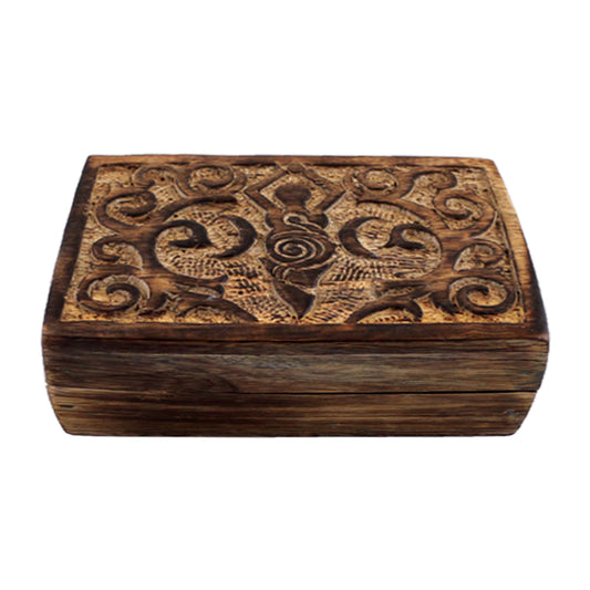 Carved Wooden Jewelry Box - Earth Goddess