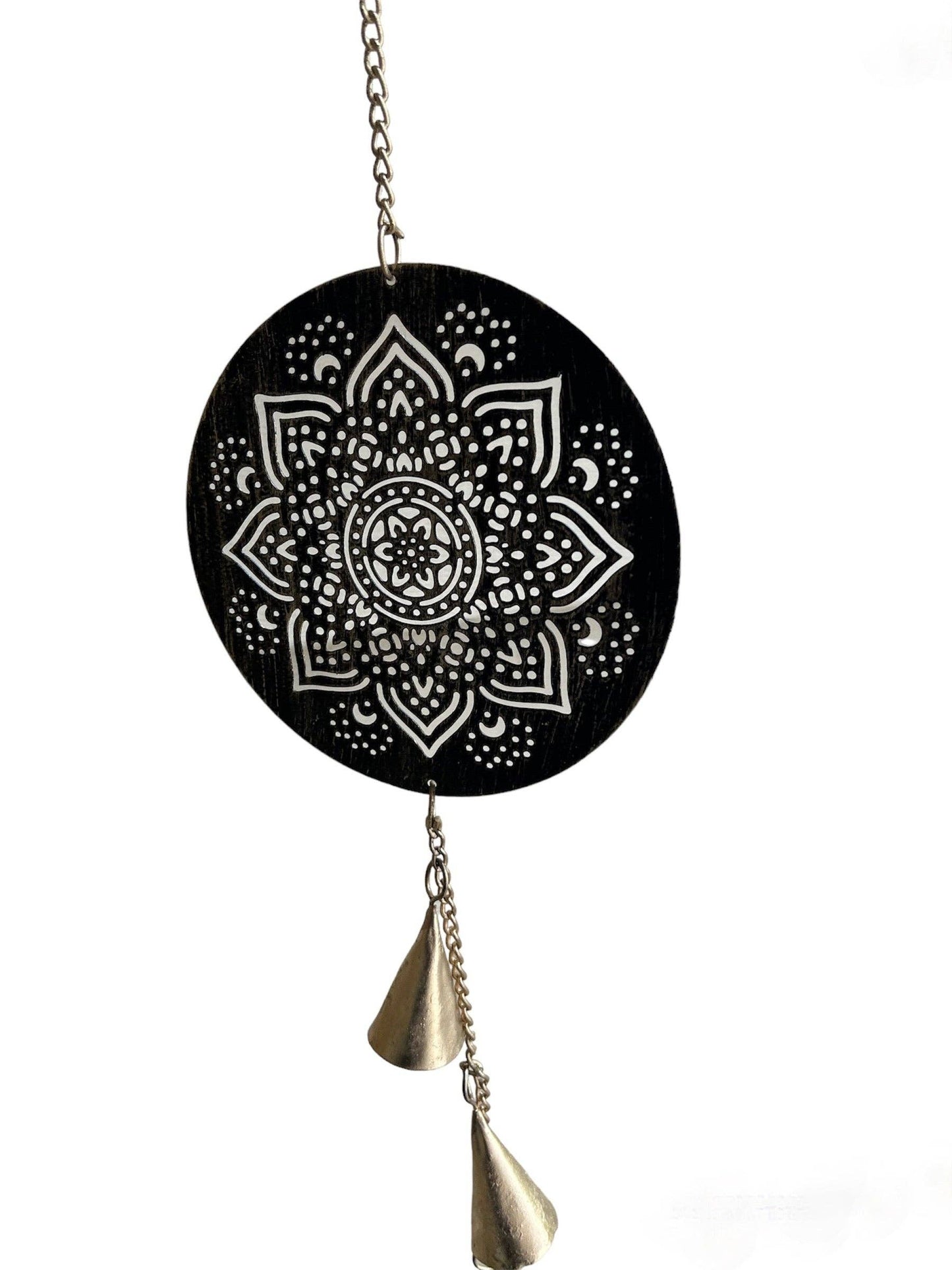 Floral Mandala Wind Chime: Black & Gold