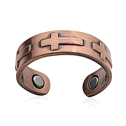 Solid copper cross magnet ring