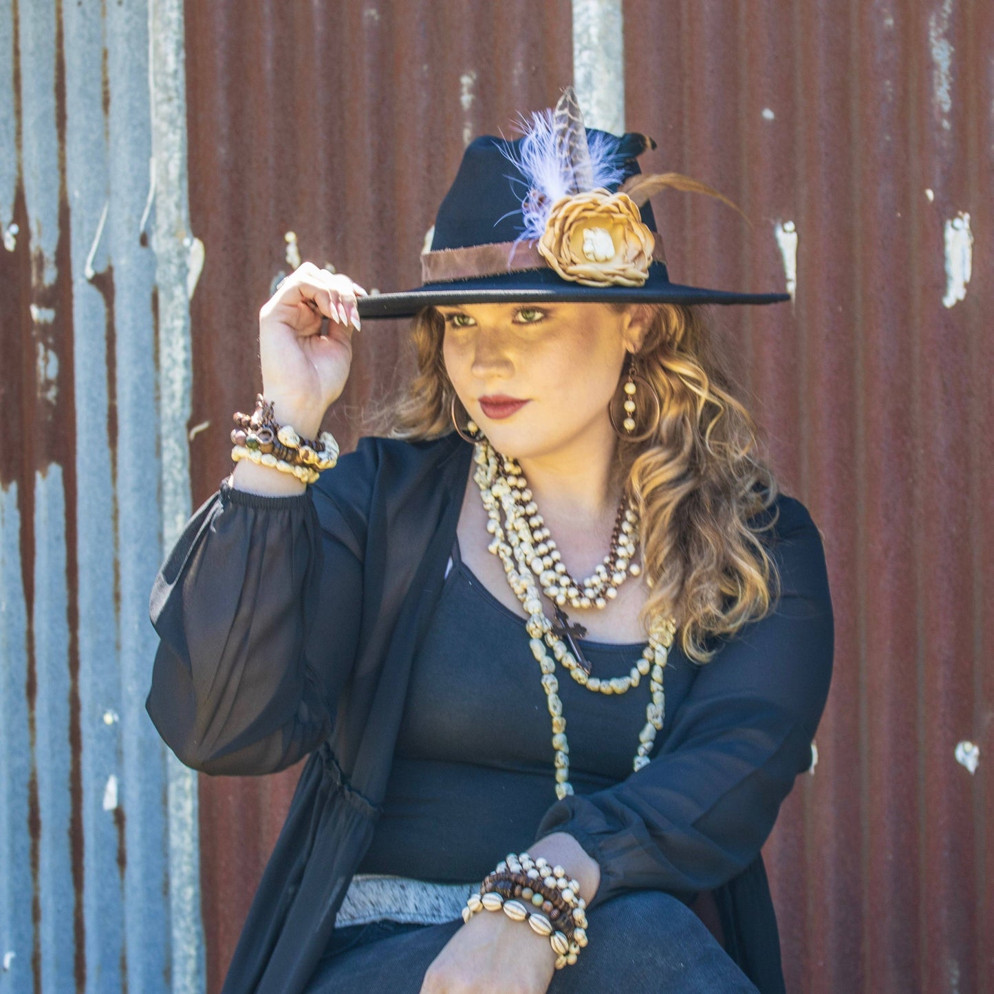 White Turquoise Triple Strand Bracelet 807h