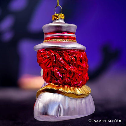 Horror Clown Head Glass Ornament, Halloween Tree Decor