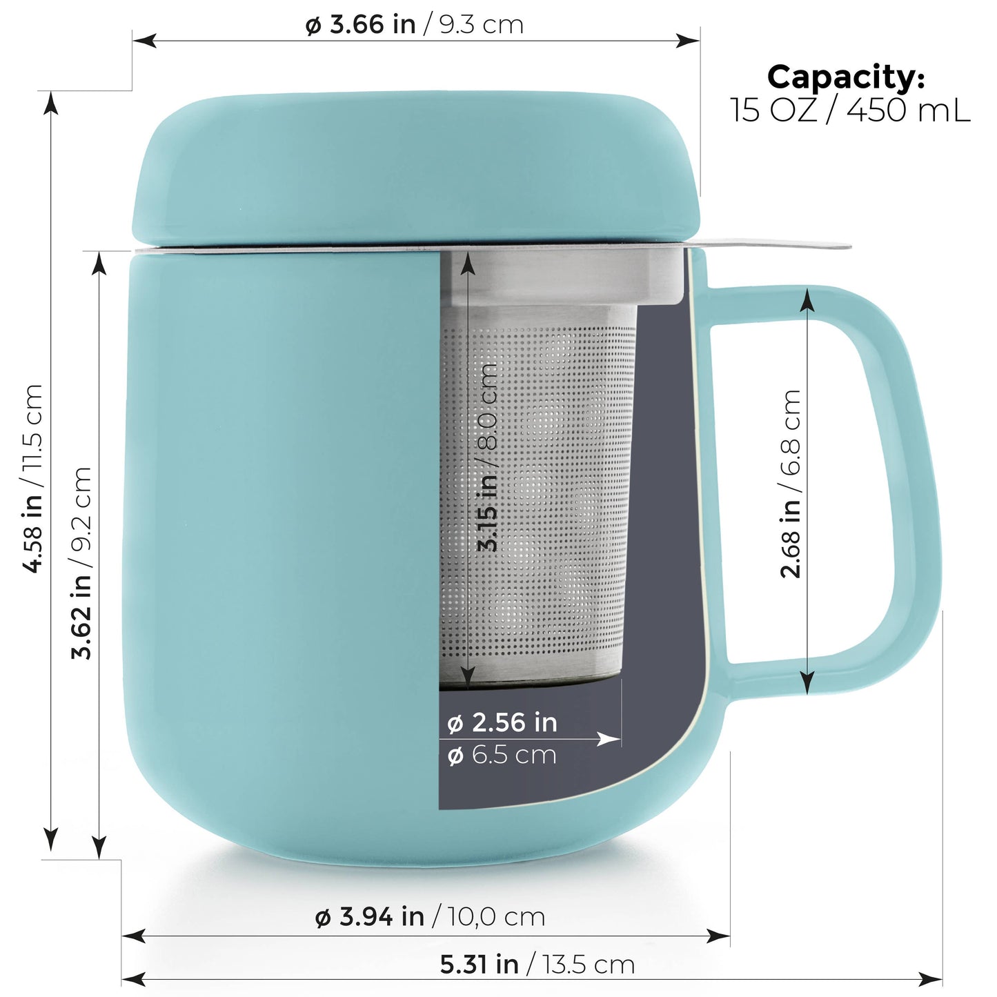 Blue Porcelain Mug Cup With Infuser