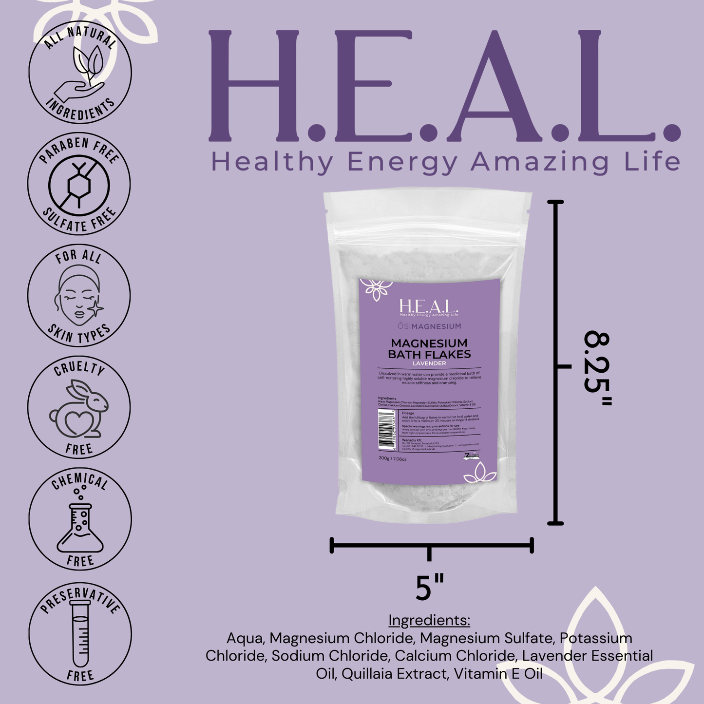 ŐSIMAGNESIUM Bath Flakes with Lavender Essential Oil