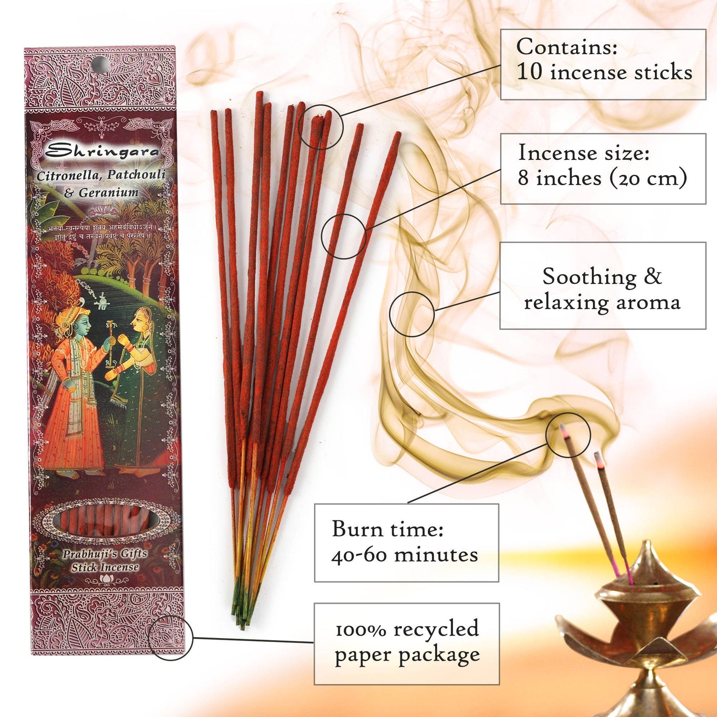 Incense Sticks Shringara - Citronella, Patchouli and Geranium