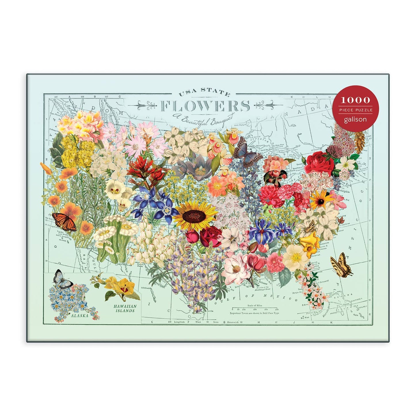 Wendy Gold USA State Flowers 1000 Piece Puzzle by Galison
