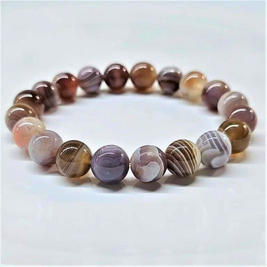 Botswana Agate Beaded Bracelet 10mm