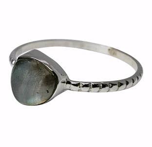 Triangle-Shaped Labradorite Sterling Silver Ring: 7