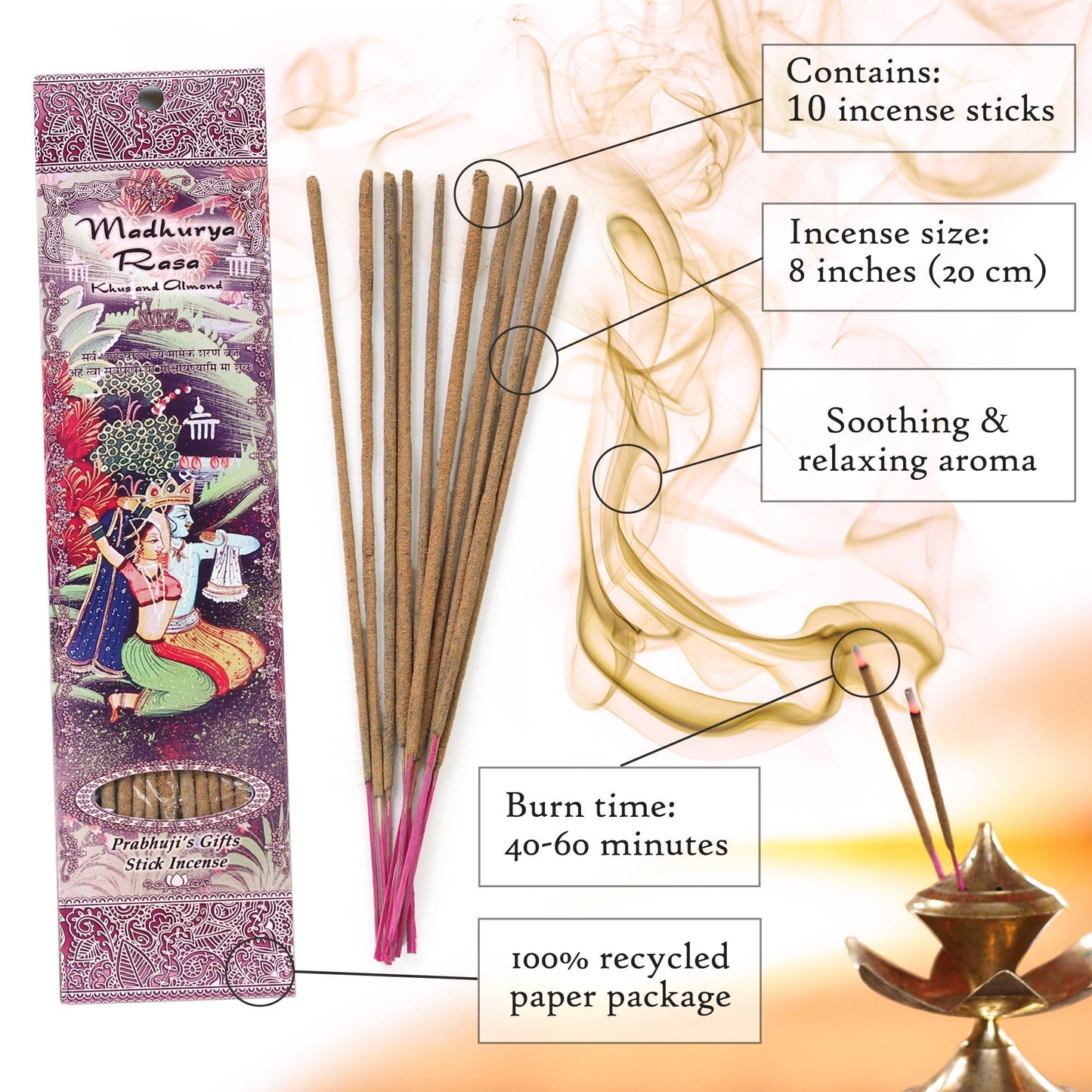 Incense Sticks Madhurya Rasa - Khus and Almond