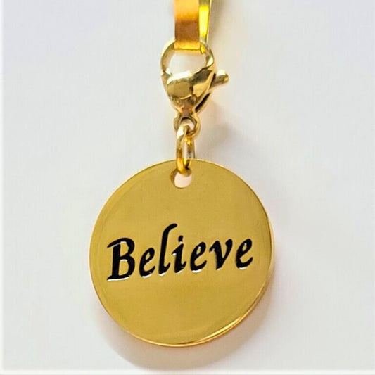 Believe Charm Pendant Gold