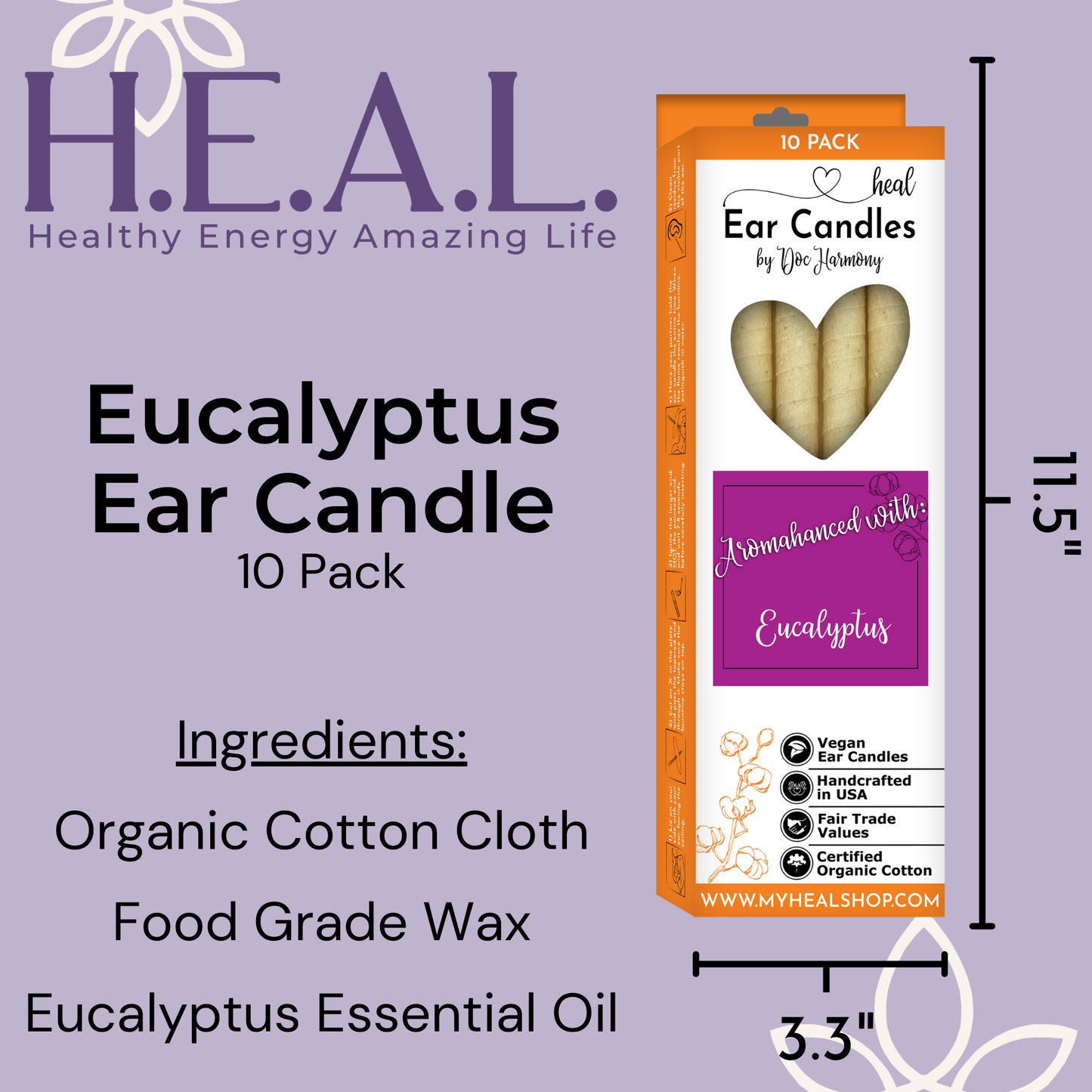Eucalyptus Ear Candles by Doc Harmony: 2-Pack