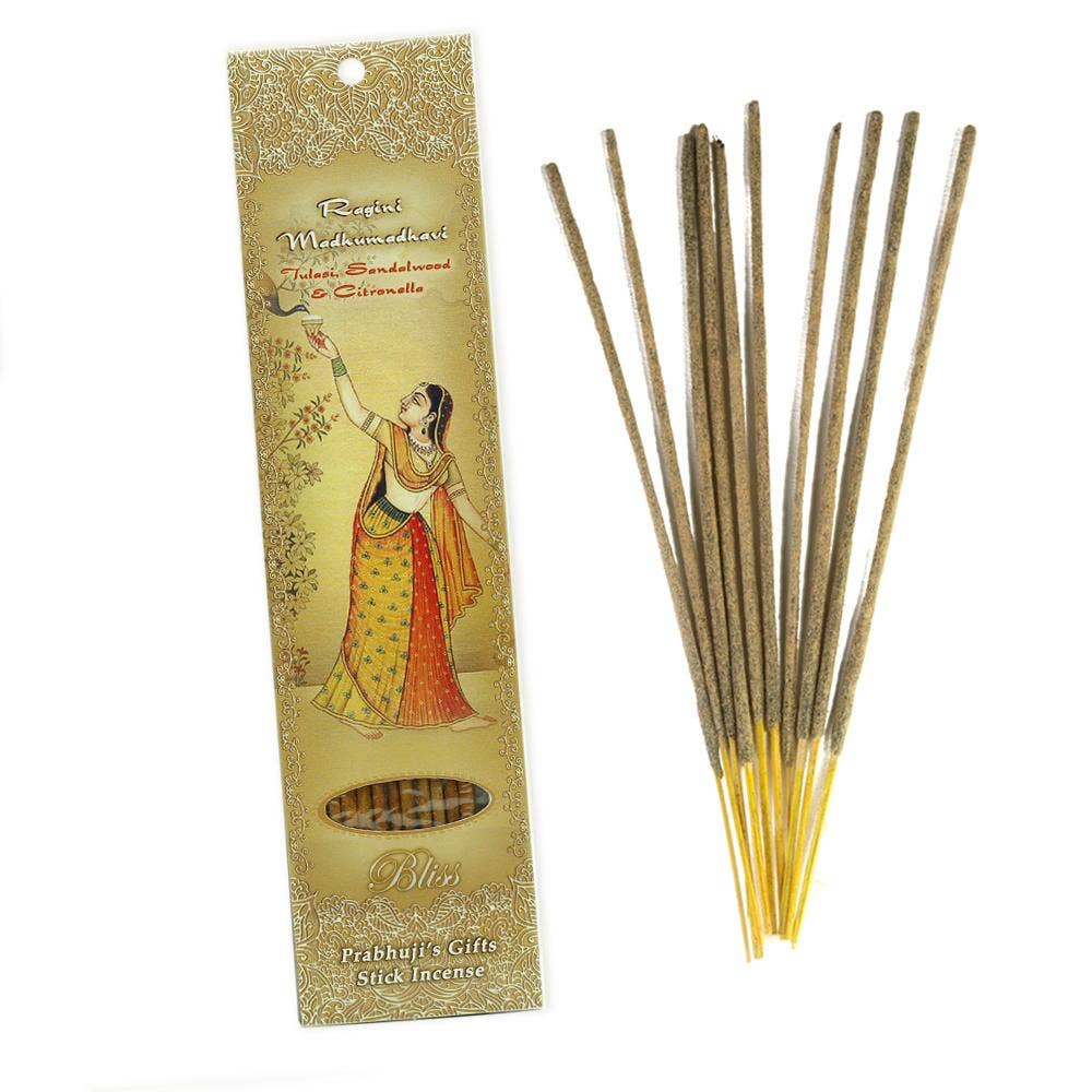 Incense Sticks Ragini Madhumadhavi - Tulasi, Sandalwood, Citronella - Bliss