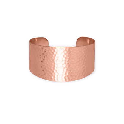 Wide Tapered Hammered Solid Copper Cuff Bracelet