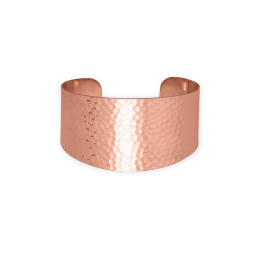 Wide Tapered Hammered Solid Copper Cuff Bracelet