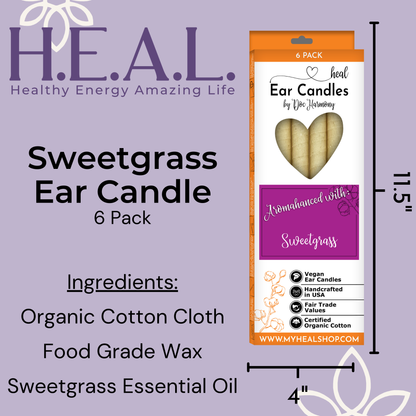 Sweetgrass Ear Candles by Doc Harmony: 2-Pack