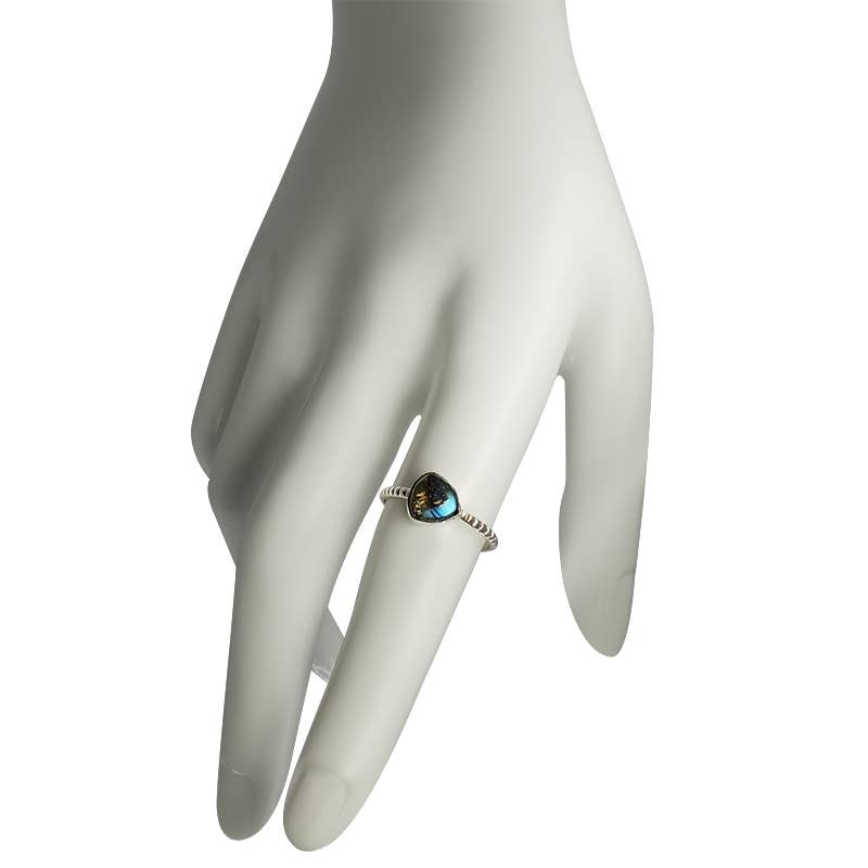 Triangle-Shaped Labradorite Sterling Silver Ring: 7