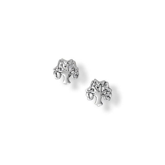 Tree with Heart Leaves Stud Earrings