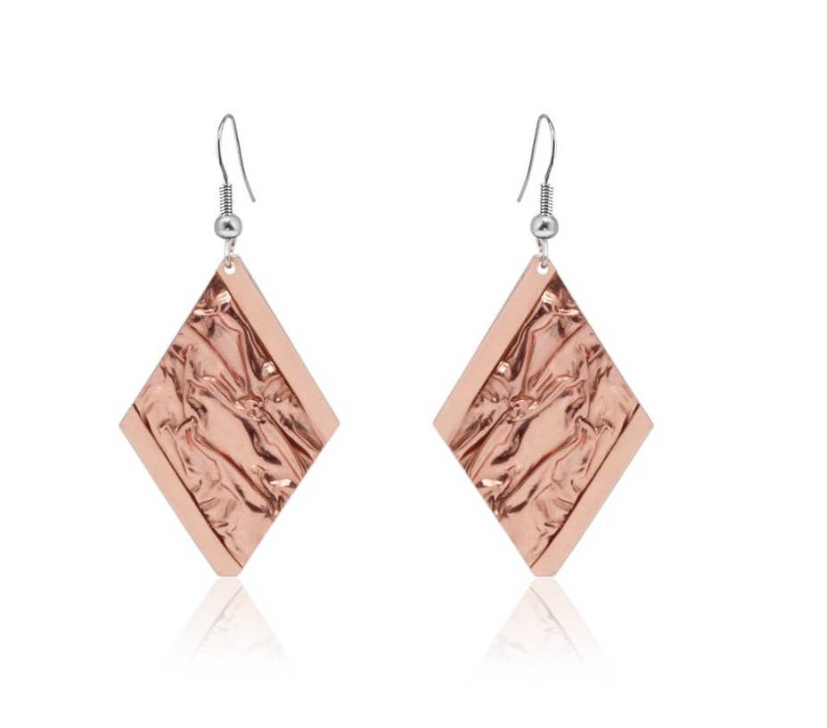 irregular hammered look Copper Earrings